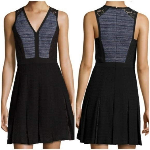 Rebecca Taylor A-Line Tweed and Lace Mini Dress - Picture 8 of 8